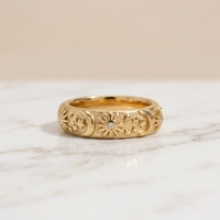 Maßgefertigter Himmlischer Sonne-Mond-Stern-Ring Vergoldeter Edelstahl Breiter Ring Vintage-Schmuck für Frauen Großhandel