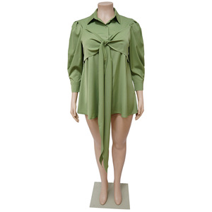 La maggior parte dei prodotti <span class=keywords><strong>Online</strong></span> più venduti abbigliamento femminile Sexy tinta unita cravatta abito camicia corta - Product Image 2