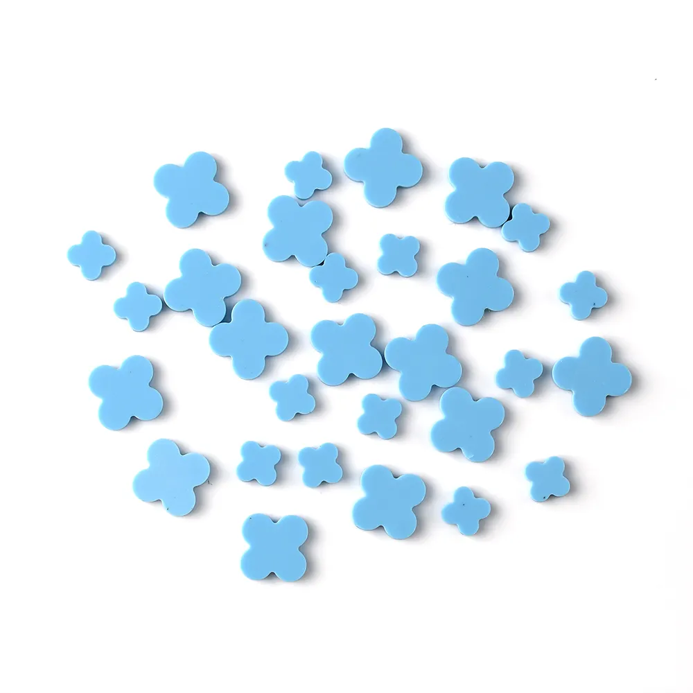 Wholesale Synthesis Sky blue Turquoise Cut clover VC crafts Flat back gems High quality Synthesis Blue Turquoise For Pendant