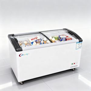 Congélateur horizontal commercial avec porte vitrée et refroidissement par air, dessus en verre pour la présentation de glaces et de gelato - Product Image 3