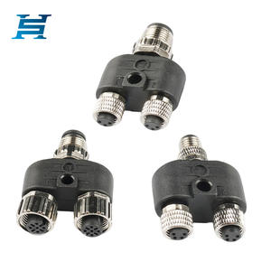 M12 <span class=keywords><strong>Y</strong></span>-<span class=keywords><strong>Type</strong></span> разъем адаптера 1 штекер к 2 гнезду 4 Pin IP67 Номинальная Солнечная система питания латунный корпус T-типа разъем - Product Image 1