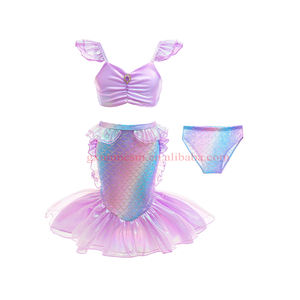 Niñas <span class=keywords><strong>Sirenita</strong></span> <span class=keywords><strong>Ariel</strong></span> princesa niña vestido Cosplay disfraces niños sirena vestir conjuntos con peluca niños ropa de Halloween - Product Image 2