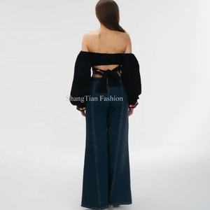 Nouveau pantalon en jean décontracté pour femme, coupe ample avec poches et ceinture, style vintage, grande taille, jambes larges - Product Image 4