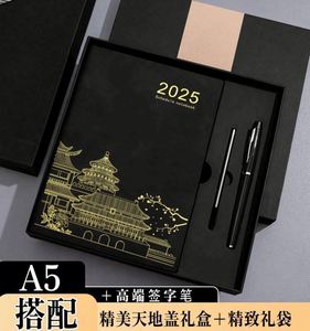 2025 A3 Luxury Hardcover Business <b>Notebook</b> Journals <b>Set</b> Custom Logo PU Leather A5 with Sewing Binding Gift - Product Image 3