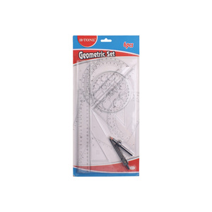 סיטונאי 30 ס "מ ברור פלסטיק סט עם לוגו מותאם אישית 6pcs בית ספר ציוד נייר מכתבים - Product Image 1