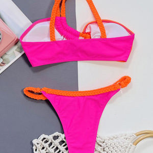 YY6010 2024 Bikini traje de baño pasarela <span class=keywords><strong>pecho</strong></span> almohadilla reunida Split Sexy gran Copa playa encaje triángulo Bikini traje de baño - Product Image 3