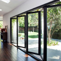 Porte pliante accordéon française à double vitrage pour patio, porte commerciale en aluminium à double battant, insonorisée, isolante thermique, pour cuisine