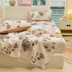 Parure <span class=keywords><strong>de</strong></span> draps 100% coton <span class=keywords><strong>de</strong></span> luxe imprimée, <span class=keywords><strong>drap</strong></span> <span class=keywords><strong>plat</strong></span> ou <span class=keywords><strong>drap</strong></span>-housse avec 4 taies d'oreiller, écologique, <span class=keywords><strong>taille</strong></span> King Queen imprimée - Product Image 4