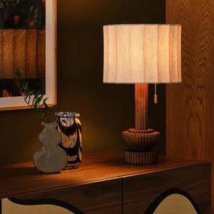 French Retro Style Wooden Table <b>Lamp</b> E27 <b>LED</b> <b>Light</b> Source For Bedroom Living Room Study - Product Image 1