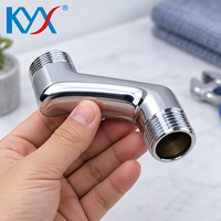 Adaptateur coudé large en laiton, filetage 1/2 pouce, finition chromée, pièce de rechange pour mitigeur de douche