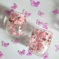 Nouvelle conception, tasse à café en verre à double paroi, faite à la main, en borosilicate de haute qualité, créative, avec fleurs séchées