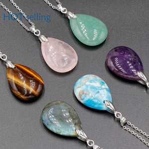 จี้คริสตัลผงอเมทิสต์ธรรมชาติสีฟ้าแบบหยดน้ำทำมือสร้อยคอต่างหูต่างหูจี้เครื่องประดับ - Product Image 3