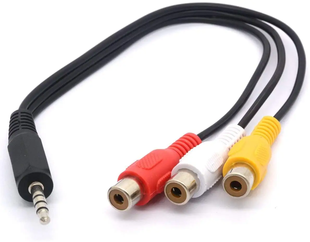 Estéreo de 3.5mm para 3 Cabos E Conectores Rca Aux Carro Adaptador Y Splitter Cabo De Áudio De Vídeo Digital Óptica para tv