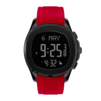Montre numérique mondiale en acier inoxydable pour homme avec calendriers arabe/anglais, Hijri et Grégorien.
