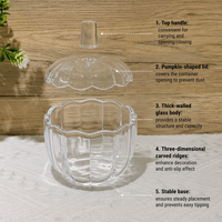 Pot en verre transparent en forme de citrouille avec couvercle, sans plomb, pot de rangement alimentaire en verre, pour bonbons, biscuits, bijoux, décoration d'Halloween, décoration de la maison