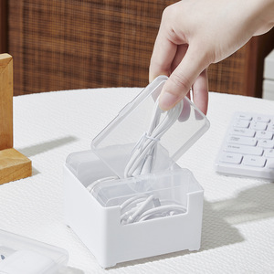 Transparent Desktop Organizer With Compartments For Cables Earphones Stationery Jewelry <b>Storage</b> Box Rectangle Standing Type - Product Image 4