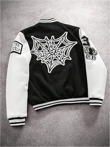 Chaqueta Varsity Personalizada con Bordado de Hueso y Esqueleto, Chaqueta Bomber Vintage con Parches de Chenilla para Hombre y Mujer, Estilo Hip Hop Universitario - Product Image 2