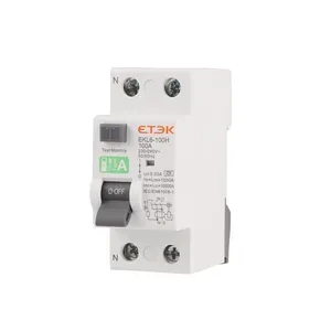 ETEK rccb breaker 2p(1p+n)A type rccb 30ma A type 16-100A low voltage residual current circuit breaker rccb