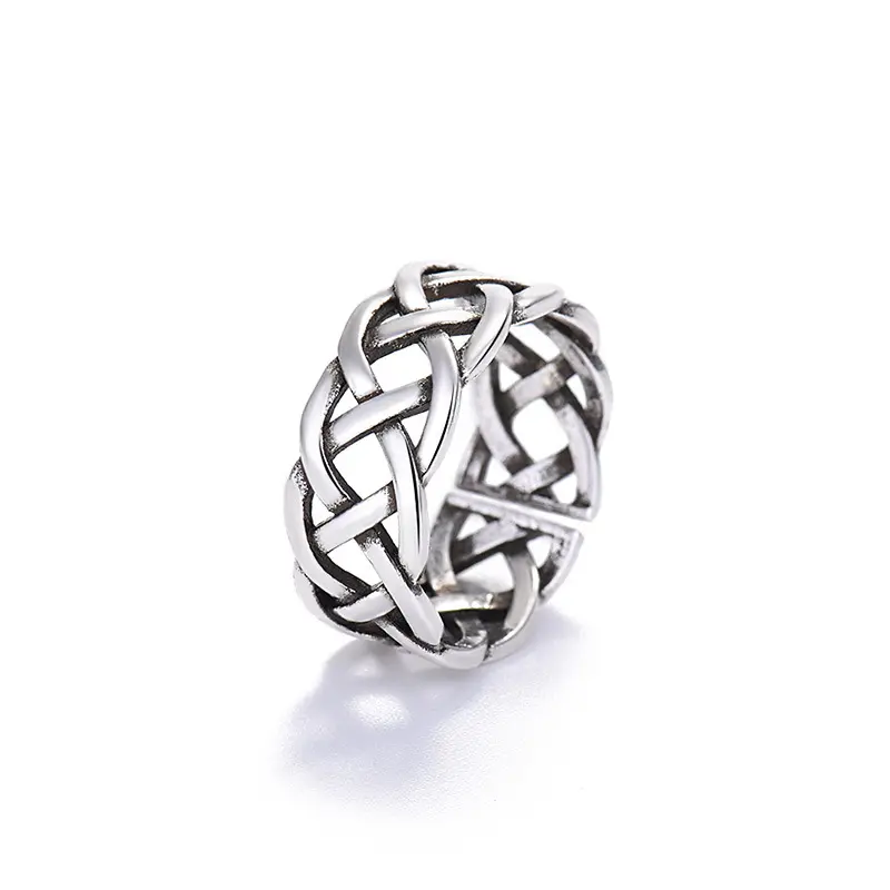 Net Red Retro Jewelry wholesale Thai Silver Style Textile Ring Female Trend Personality Simple And Versatile Open Ring