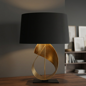 Modern Gold Metal Base Black Fabric Flower Shade Eco-Friendly Eye Caring <b>LED</b> 3000K Warm White Table <b>Lamp</b> for Bedroom Decor - Product Image 2