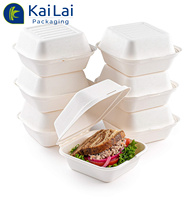Contenants jetables biodégradables en bagasse de canne à sucre pour plats à emporter, boîtes à lunch, boîtes alimentaires pour fêtes, logo personnalisé