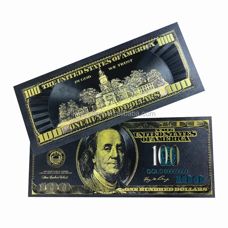 NOVA Tecnologia prata ouro Negro Americano 100 dólares Coleção Dinheiro USD 24K foil banknote para Presentes