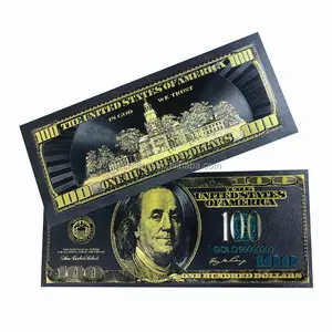 Billetes de aluminio para regalos, colección de 100 dólares americanos, negro, plateado y dorado, USD 24K, nueva tecnología