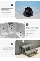 Baignoire en acrylique de style surf, massage, thermostat, spa à bulles, grande capacité, pour villa et jardin