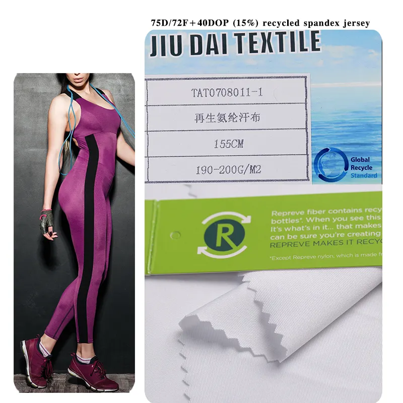 Factory Supply Zachte Elastische Sportkleding 85% Gerecycled Polyester 15% Spandex Yoga Stof Voor Leggings Fietsen Kleding