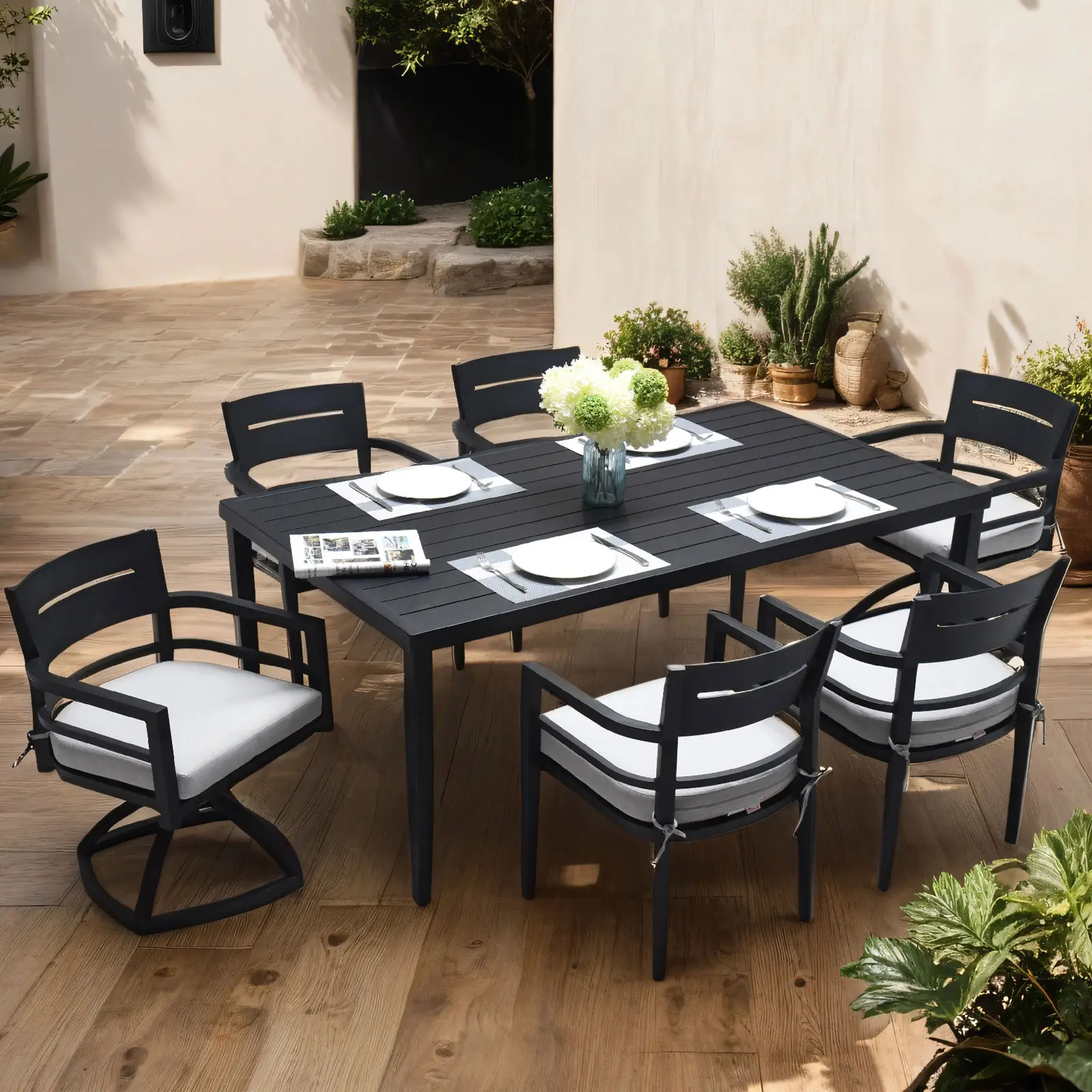 도매 캐스트 금속 알루미늄 프레임 야외 정원 식탁 및 의자 발코니 커피 테이블 세트