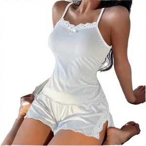 Women's Summer Animal Print Breathable Elastic Waist <b>Lace</b> Camisole Pajama Set Sexy Fashion Sling Top Shorts Sleepwear - Product Image 3