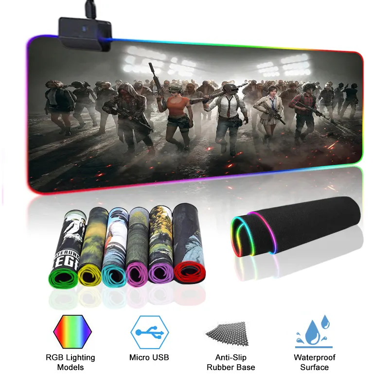 Mousepads Led deri genişletilmiş Xxl Gamer özel Logo baskılı özelleştirilmiş oyun büyük Rgb Mouse Pad