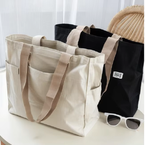 Bolsa de Mano de Lona de Algodón Personalizada Premium con Diseño de Múltiples Bolsillos, Bolsa de Compras Reutilizable para Viajes Diarios, Compras, Venta al por Mayor - Product Image 5