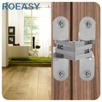 ROEASY Charnière de porte dissimulée pour armoires en bois et portes en bois Charnières dissimulées en forme de croix en acier inoxydable encastrées