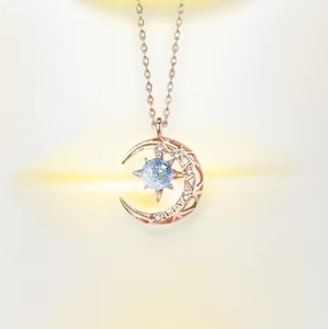 Nuova collana pendente all'ingrosso in acciaio inossidabile con ciondolo a stella luna gioielli di moda da donna - Product Image 1