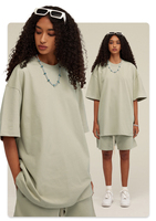 Ensemble T-shirt et short surdimensionné MSET5059 de haute qualité en coton 100% (300g) avec épaules tombantes, style streetwear, pour homme