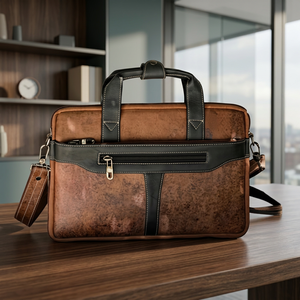 BS INTERNATIONAL Genuine <b>Leather</b> Laptop <b>Briefcase</b> Durable Large Capacity Waterproof Shockproof Lightweight Office Use Handbag - Product Image 1
