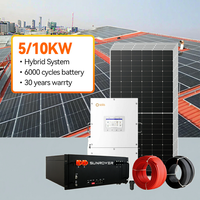 Kit d'énergie solaire domestique 5kW 10kW onduleur hybride avec batterie de secours