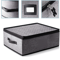 Support à café moderne en tissu pliable et empilable pour 24 tasses avec couvercle à compartiments et poignées (gris foncé) pour usage domestique