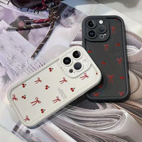 Coque de téléphone portable antichoc en TPU et acrylique, motif cerise et nœud papillon, style lentille d'appareil photo, pour iPhone 13 14 15 16 17 Pro Max