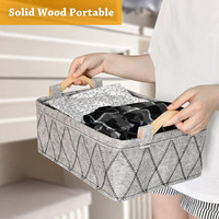 Ensemble de 3 paniers de rangement rectangulaires écologiques avec poignée en bois, en feutre 3MM, pour organiser les jouets et autres objets pour la maison