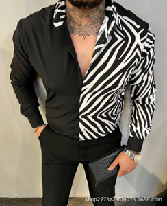 Camisa <span class=keywords><strong>De</strong></span> Praia <span class=keywords><strong>con</strong></span> cuello en V para hombre Habit Hommes, camisa Formal <span class=keywords><strong>de</strong></span> diseñador <span class=keywords><strong>de</strong></span> <span class=keywords><strong>manga</strong></span> <span class=keywords><strong>larga</strong></span> para hombre, fiesta, boda - Product Image 3