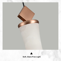 Luminaire suspendu en aluminium Art Déco avec abat-jour en albâtre naturel et LED blanc chaud pour salons et salles à manger modernes