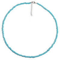 Elegante Collar Bohemio con Colgante de Cadena de Eslabones en Acero Inoxidable Chapado en Oro con Turquesa Azul y Perlas en Forma de Flor, Unisex, Excelente