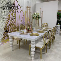Bon marché, meubles pour événements hôteliers, table de mariage en MDF blanc et acier inoxydable