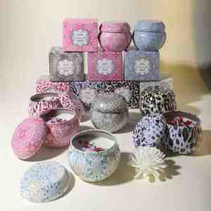 Handmade <b>Mini</b> Scented Soy Wax Candles Decorative Tins <b>Dried</b> <b>Flowers</b> Great for Stress Relief - Product Image 2