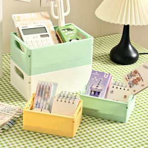 Foldable Desktop Storage Box 2L Solid Color Organize Stationery Books Toys Snacks Creative Office Desk Organizer - Product Image 1