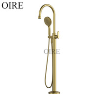 Grifo de Bañera Independiente de Latón con Acabado Dorado Cepillado, Ducha Manual y Válvula de Cerámica, Marca Kaiping Oire, Nuevo, para Uso en Hoteles y Apartamentos