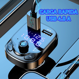 เครื่องส่งสัญญาณบลูทูธ 5.0 ในรถยนต์พร้อมพอร์ต USB 2 ช่องและช่องเสียบไมโครเอสดี - Product Image 3