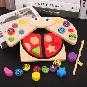 Jouets <span class=keywords><strong>de</strong></span> pêche magnétiques <span class=keywords><strong>en</strong></span> <span class=keywords><strong>bois</strong></span> pour enfants Montessori, animaux mignons, coccinelle, <span class=keywords><strong>jeu</strong></span> <span class=keywords><strong>de</strong></span> puzzle <span class=keywords><strong>en</strong></span> <span class=keywords><strong>bois</strong></span> pour la cognition géométrique - Product Image 6